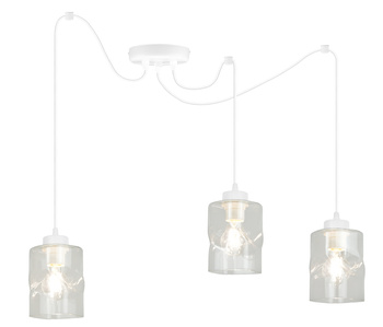 Lampa Sufitowa AURA Biała Pająk 3 Szklany Klosz Bezbarwny