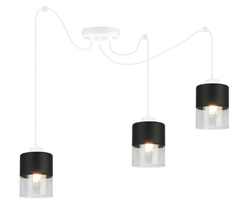 Lampa Pająk Wisząca Żyrandol 3 Płomienna Szklany Klosz Sufitowa Biała